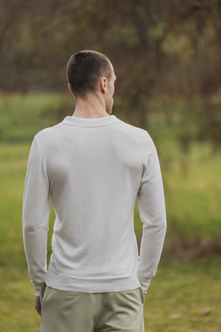 Pull léger Col polo Ivoire