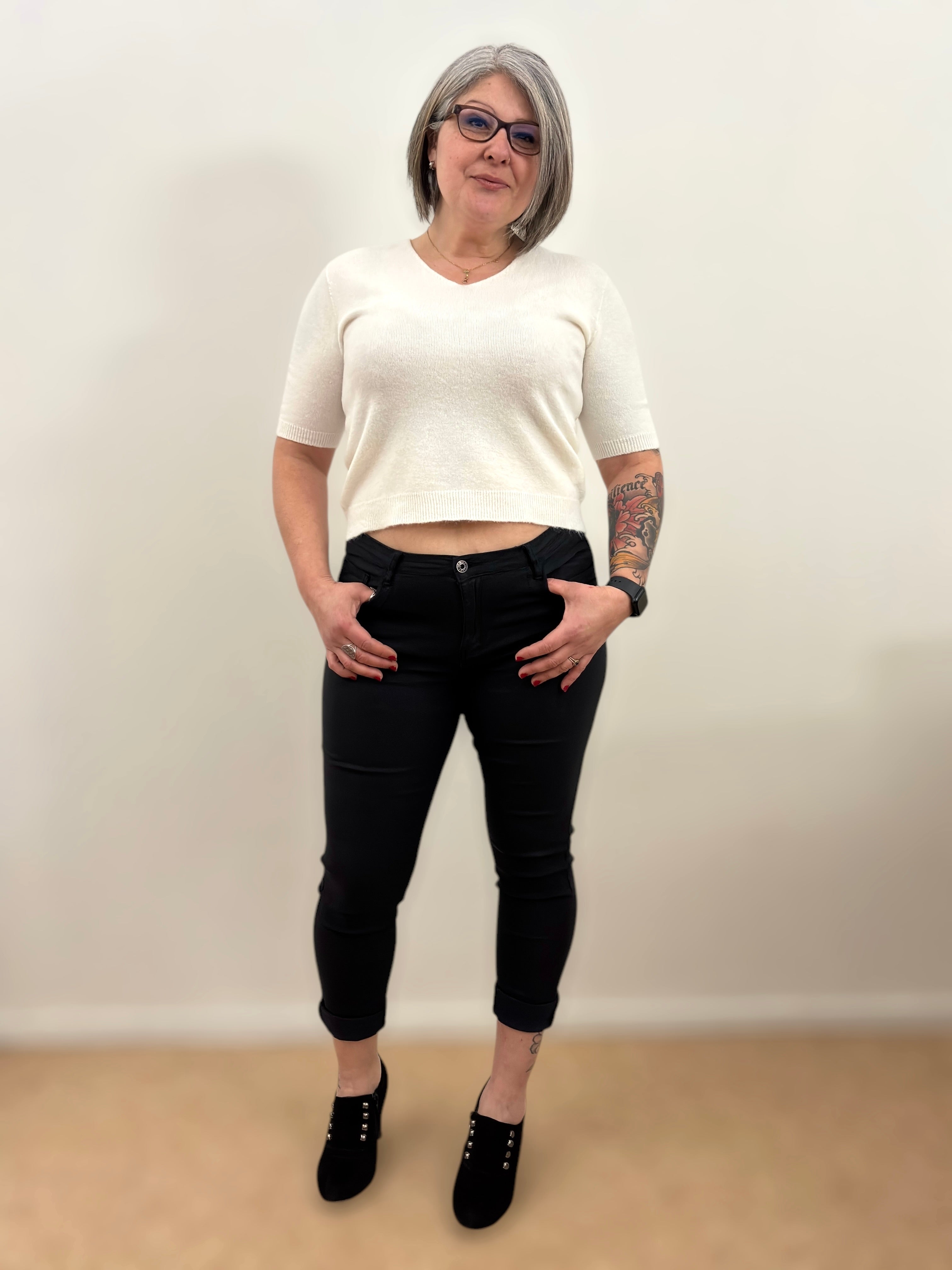 Pull court touché alpaga Blanc