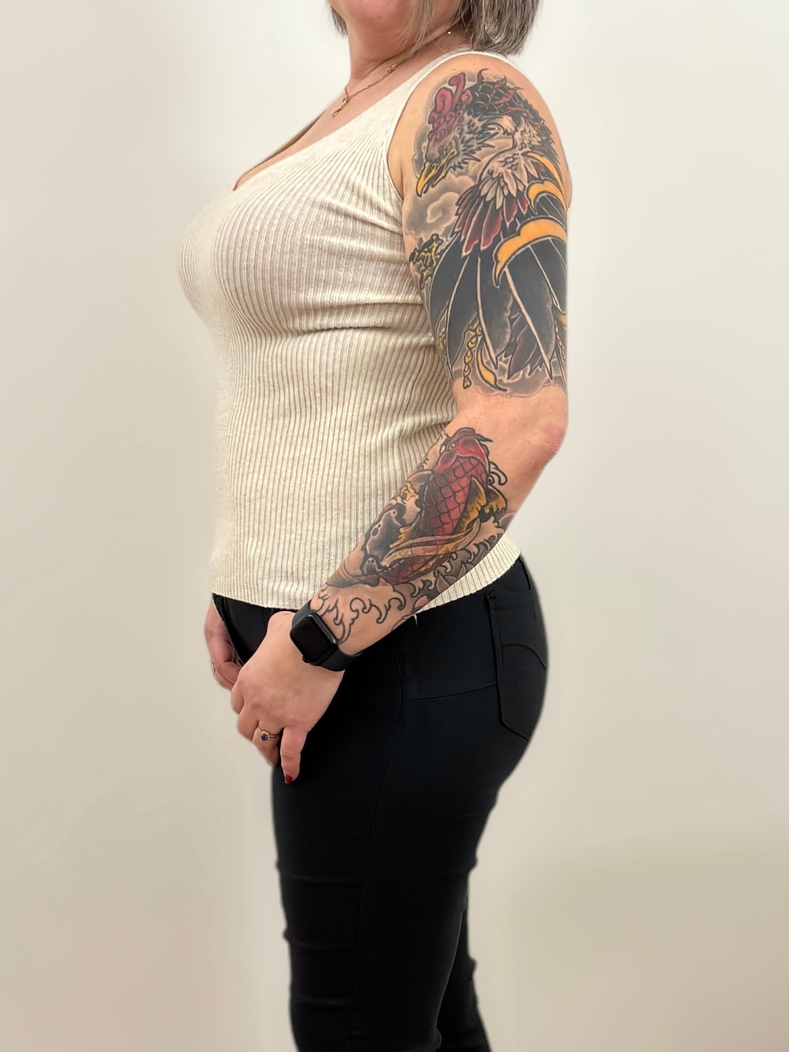 Débardeur côtelé Ivoire