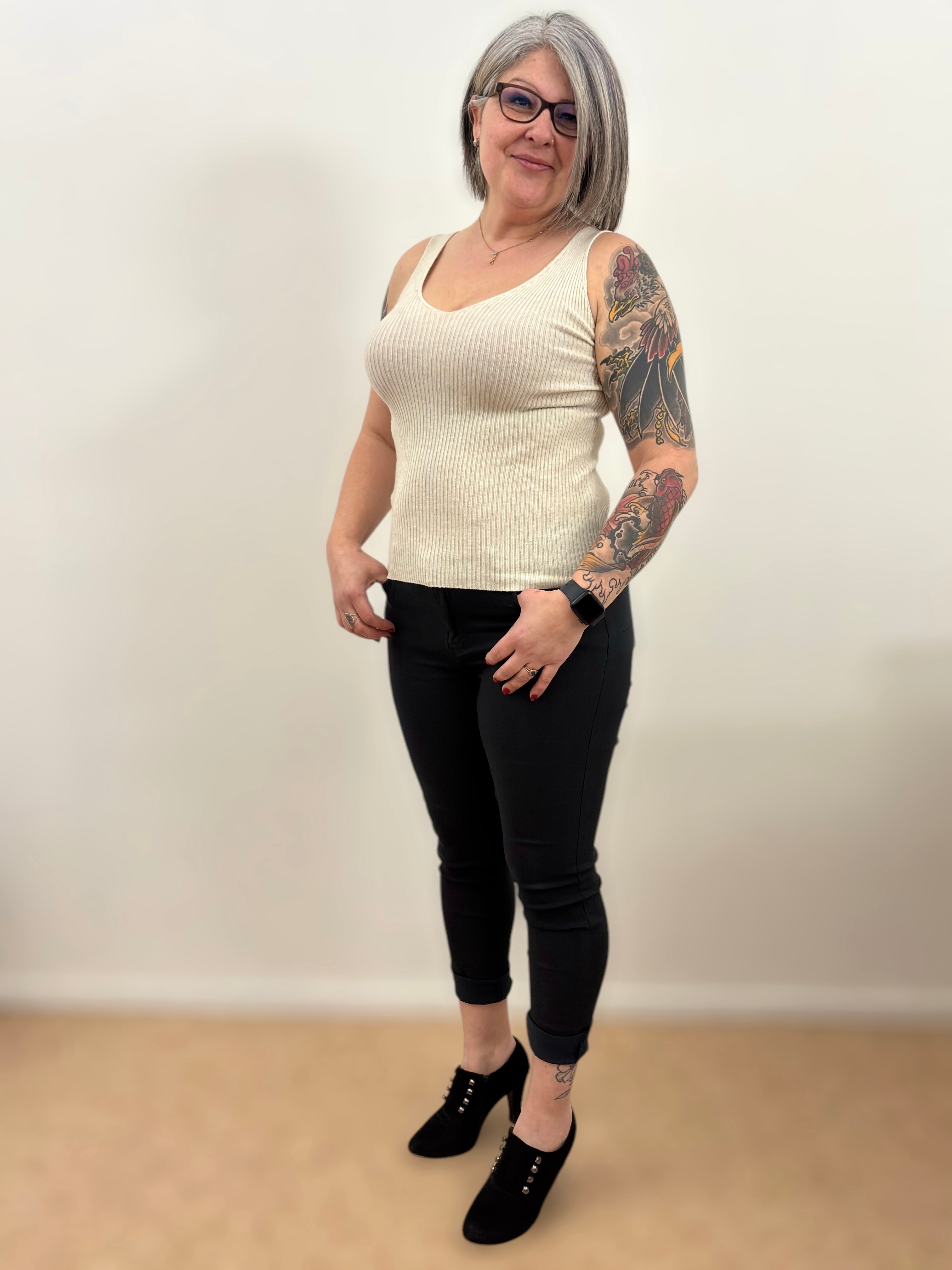 Débardeur côtelé Ivoire