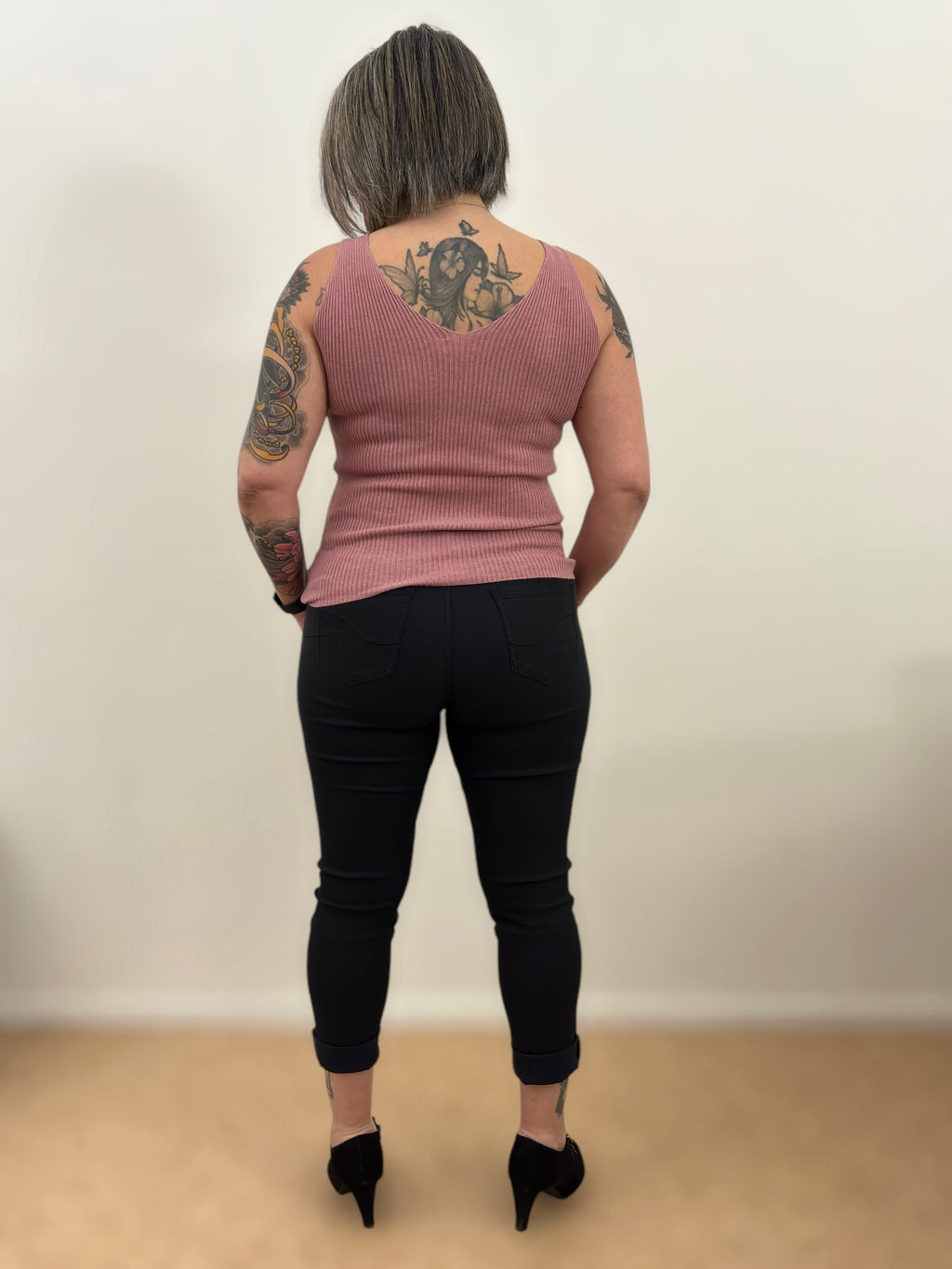 Débardeur douceur côtelé Vieux Rose