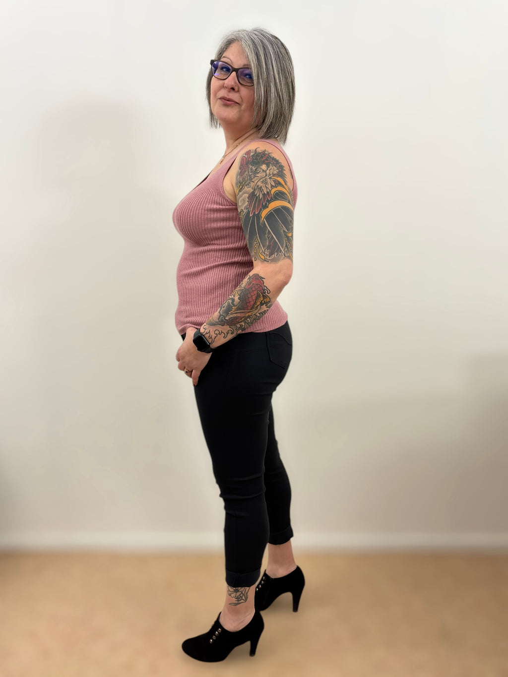 Débardeur douceur côtelé Vieux Rose