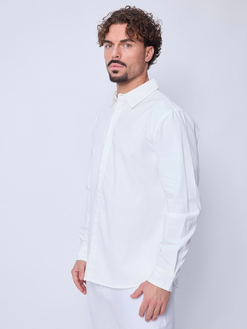 Chemise Lin Écru anti-froissement