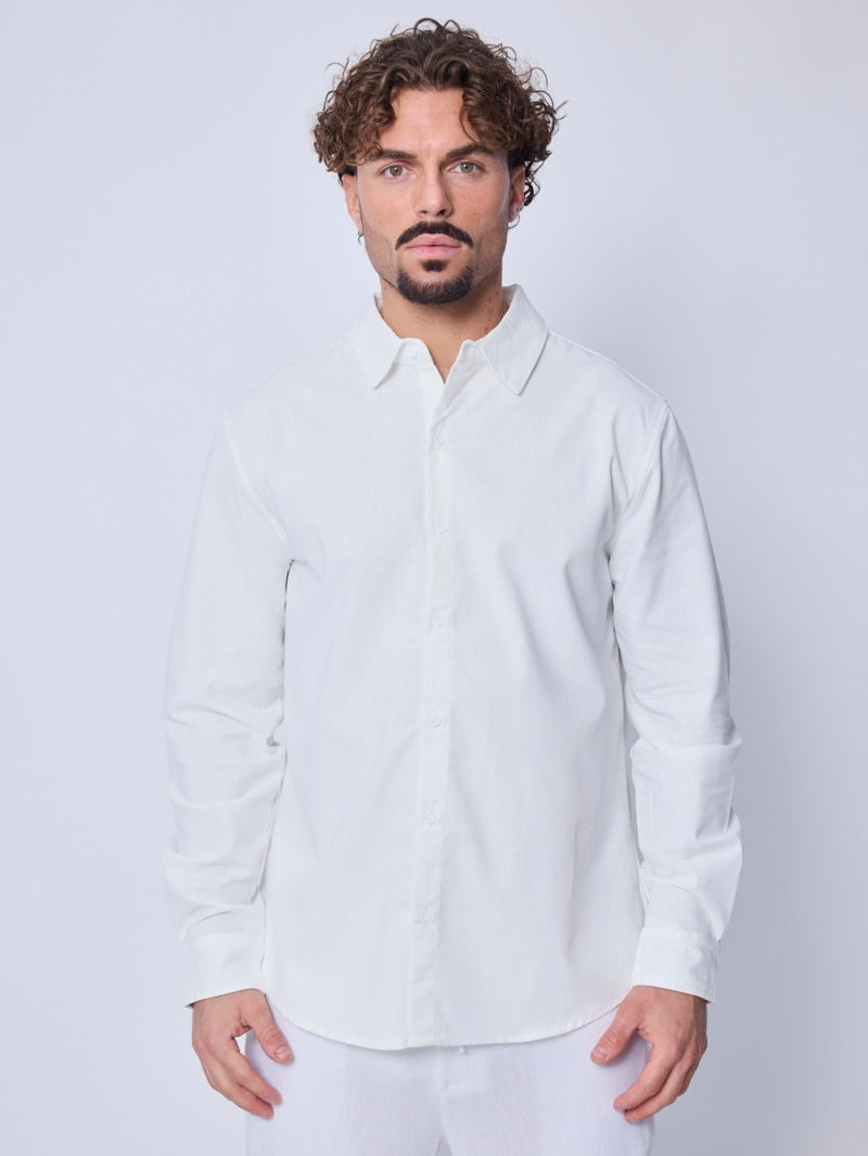 Chemise Lin Blanche anti-froissement
