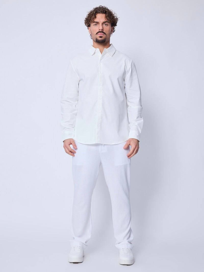 Chemise Lin Blanche anti-froissement