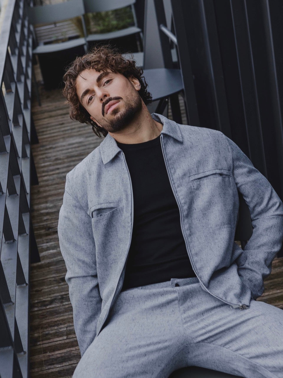 Ensemble Veste Chiné Gris