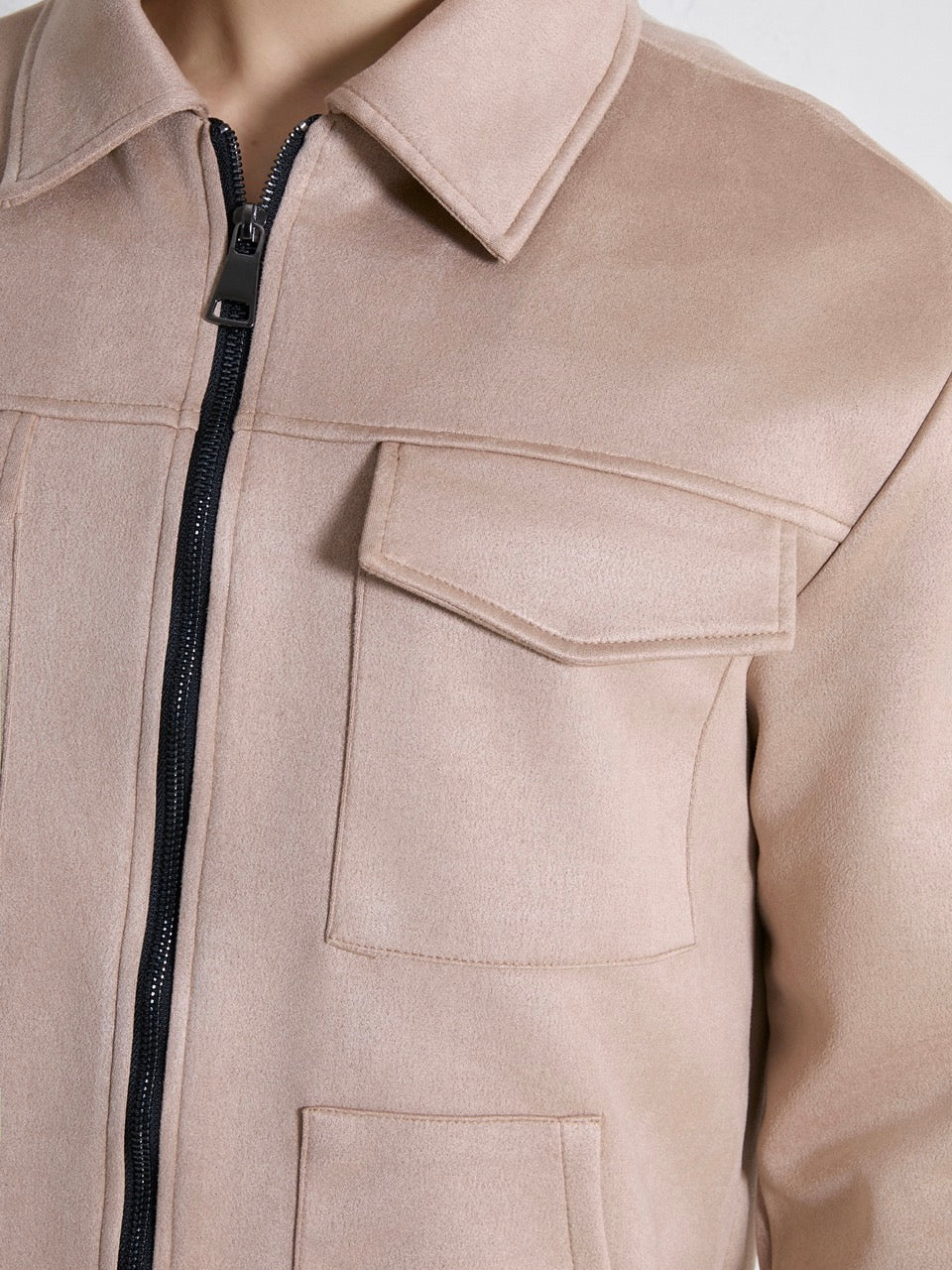 Veste 4 poches Suédine Beige