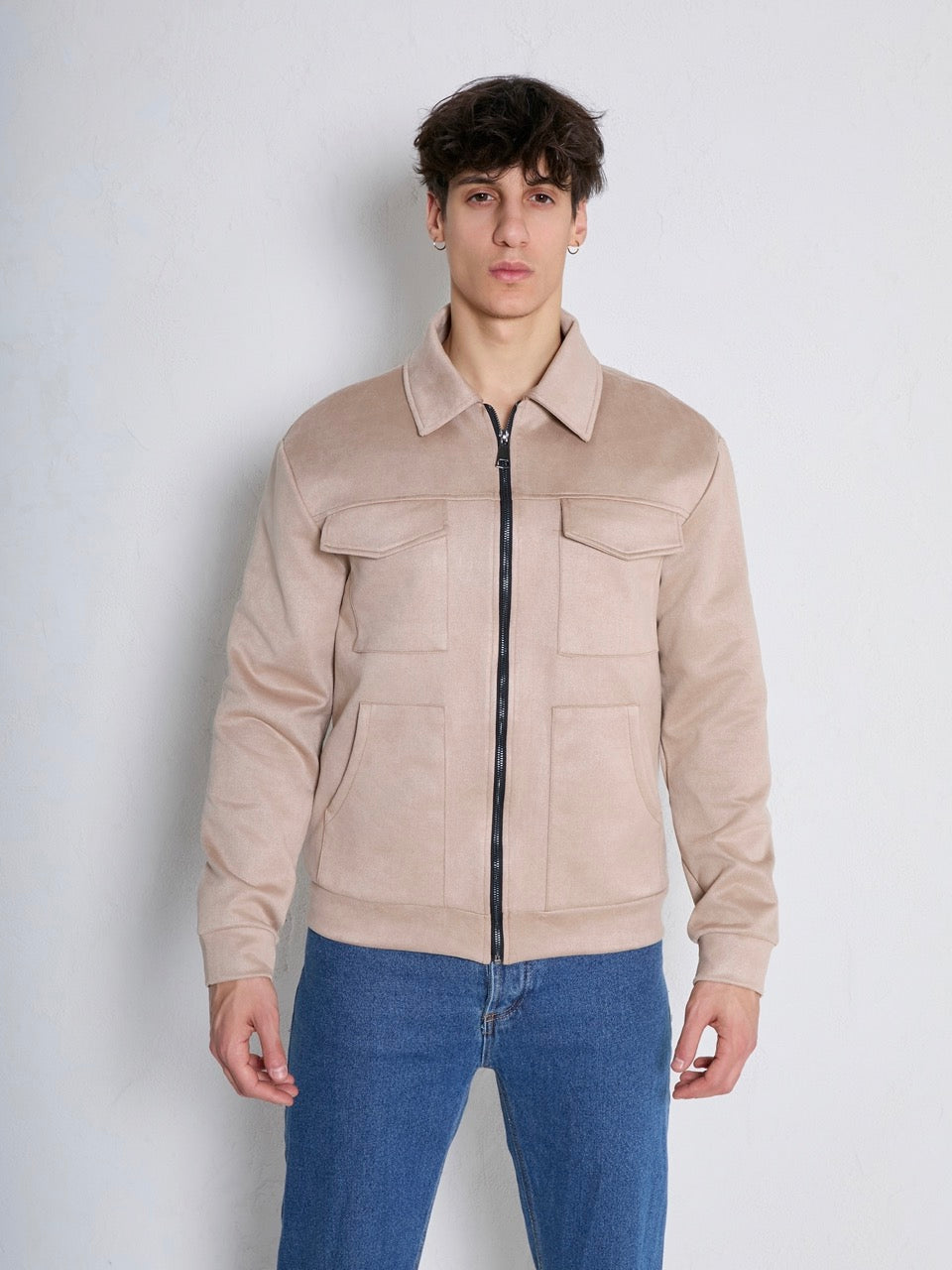 Veste 4 poches Suédine Beige