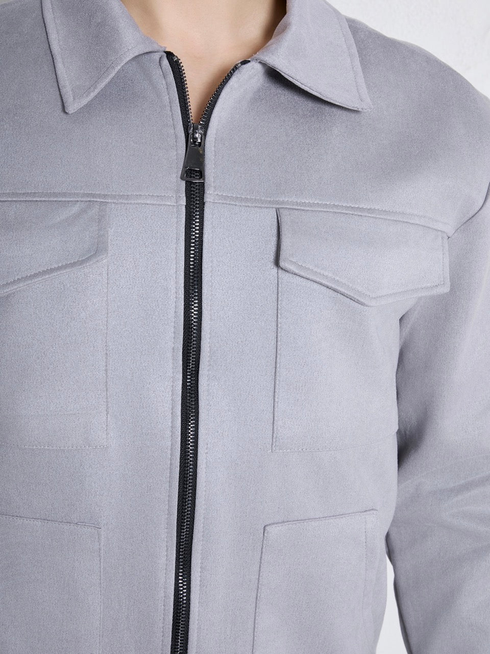 Veste 4 poches Suédine Grise