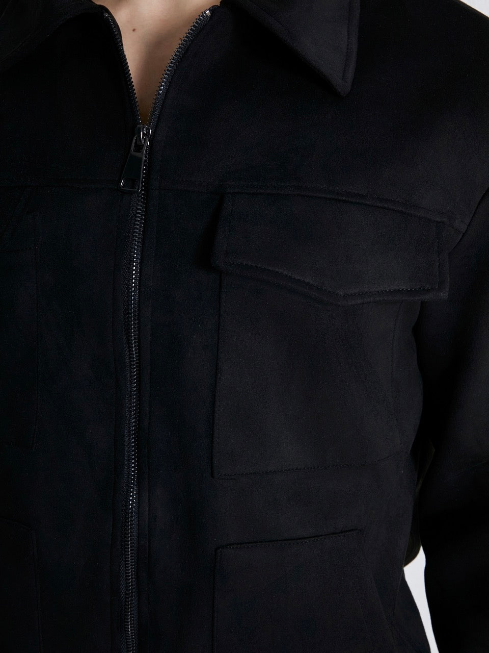 Veste 4 poches Suédine Noire